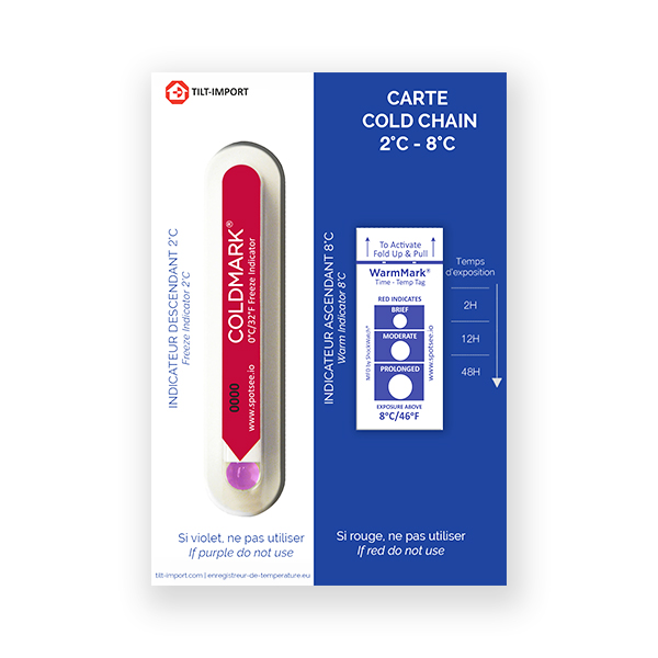Carte double indicateur de température Coldchain 2 et 8°C image du double indicateurs température chaîne du froid